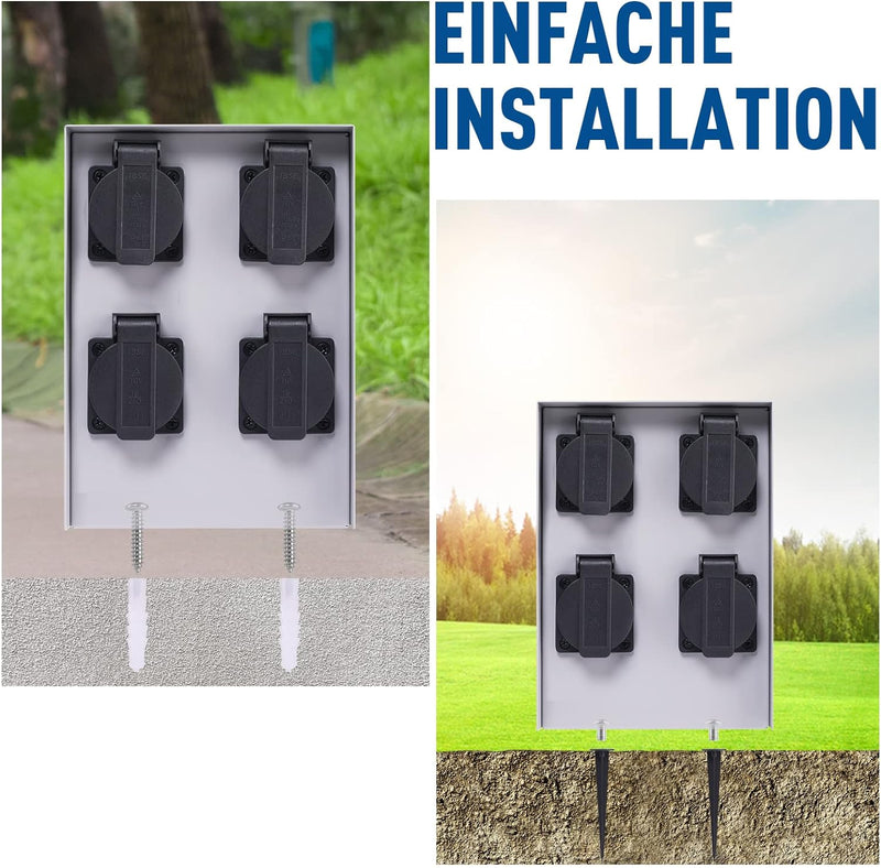Gartensteckdose, Briidea steckdosensäule aussen Schutzklasse IP44 für den Aussenbereich, Aussensteck