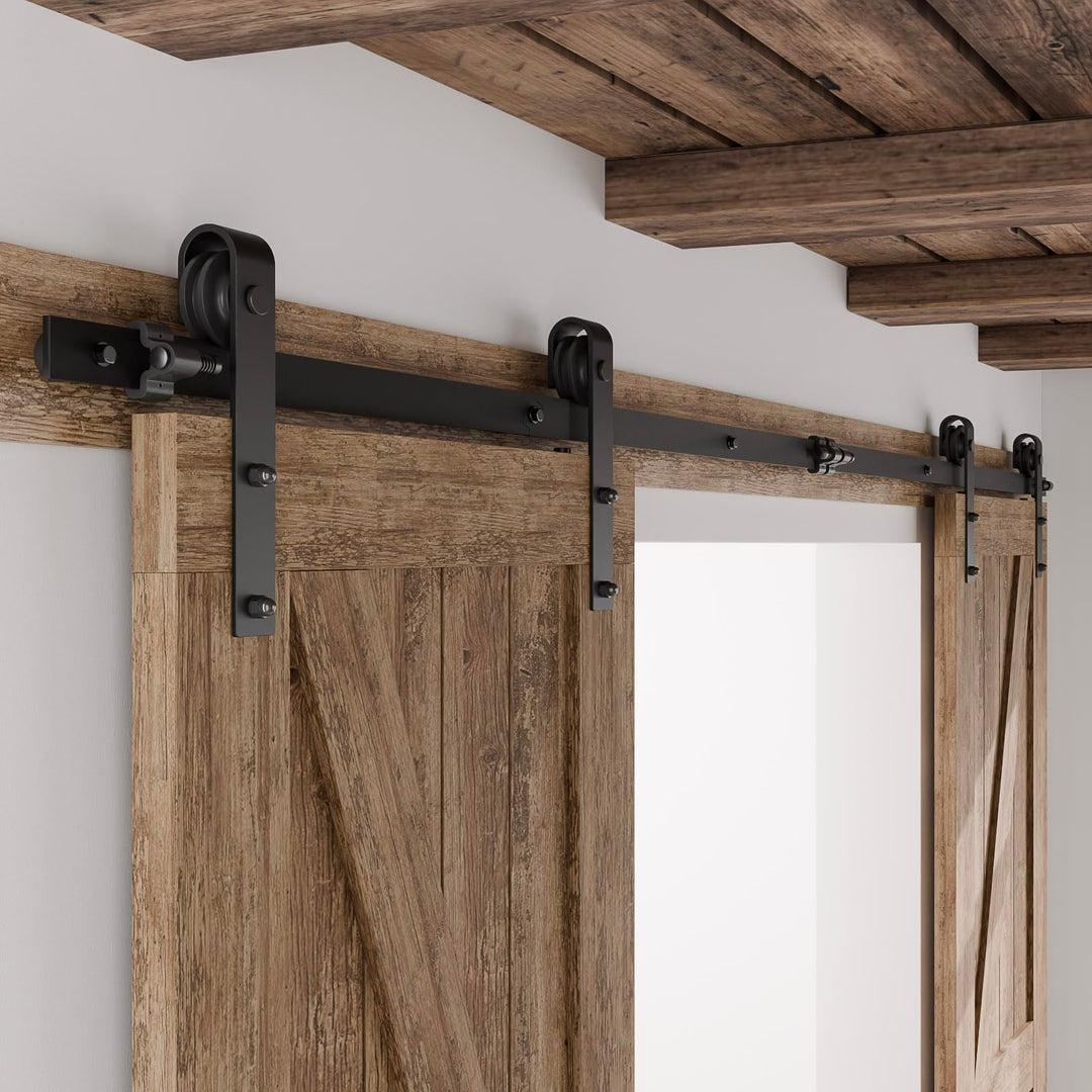 Schiebetürbeschlag Doppeltür 366cm Schiebetüren Schiebetürsystem Komplettset Laufschiene Rollen Set