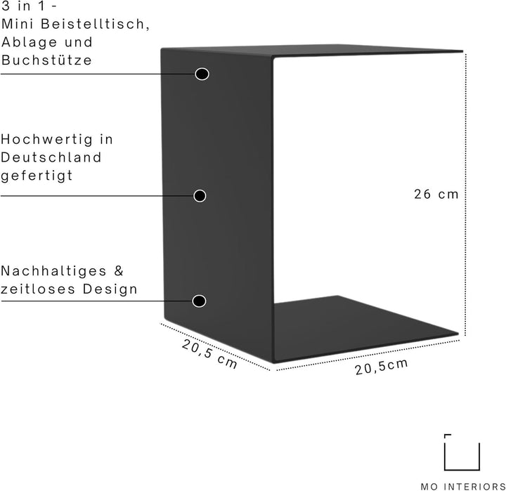 Mini Beistelltisch | Couchtisch | Metall | 26 cm x 20,5 x 20,5 cm | schwarz | Indoor &amp; Outdoor | Mad