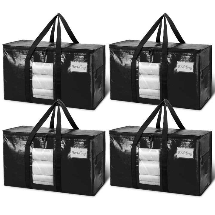 TAILI Extra Grosse Umzugstasche, 4 PCS Aufbewahrungstaschen mit Reissverschluss, Robuste Schwarz gro
