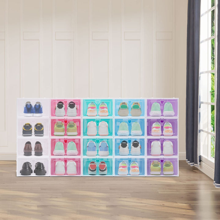 20er Pack mehrfarbig Schuhbox Aufbewahrung, Faltbare Display Box Container Schrank Regal Schuh Organ