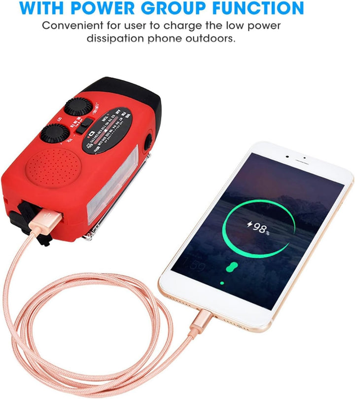 Emergency Handkurbel Radio mit LED -Taschenlampe, Solar &amp; USB -Ladung, AM/FM/NOAA -Wetterbändern, 12