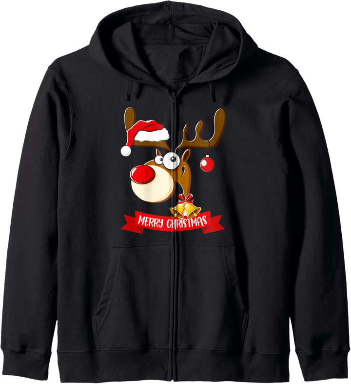 Lustiges Rentier Weihnachtsoutfit Familie Kinder Weihnachts Kapuzenjacke