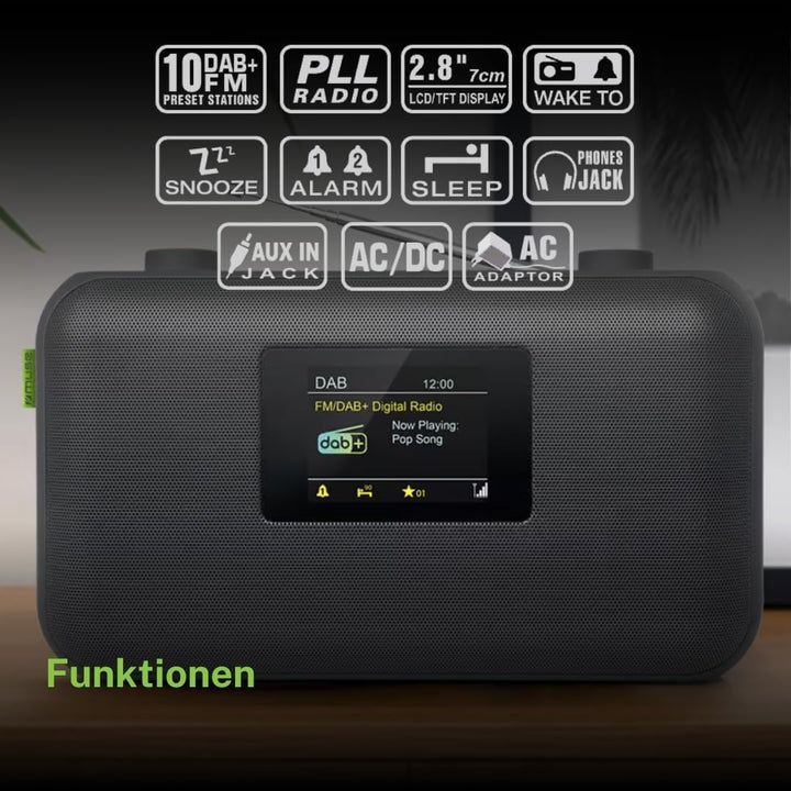 MUSE M-118DB Digitalradio tragbar mit DAB+/FM, Farbdisplay &amp; Dual-Alarm