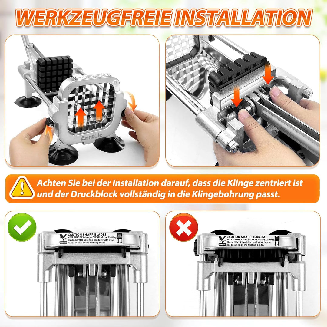 Anatole Pommesschneider Professioneller mit 13mm Klinge aus Edelstahl Kartoffelschneider Pommes Frit