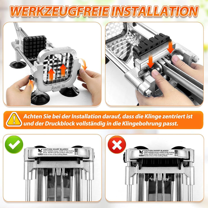 Anatole Pommesschneider Professioneller mit 13mm Klinge aus Edelstahl Kartoffelschneider Pommes Frit
