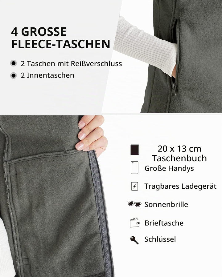 Outdoor Ventures Fleece Weste für Damen ,Weich Ärmellos Jacke mit Reissverschlusstaschen, Sport Lauf