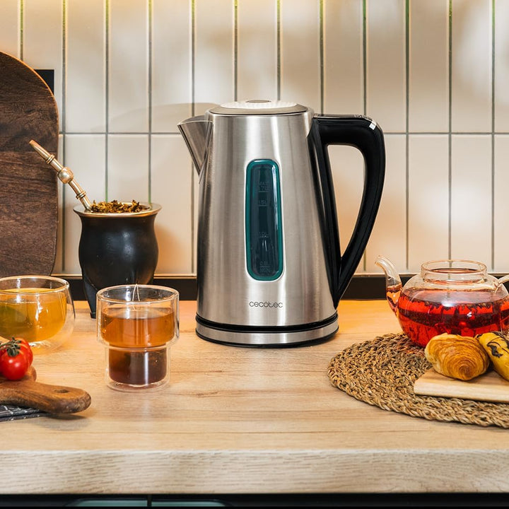Cecotec Elektrischer Wasserkocher 1,7 L Thermosense 210 Steel. 2200 W, Edelstahlgehäuse, 360° drehba