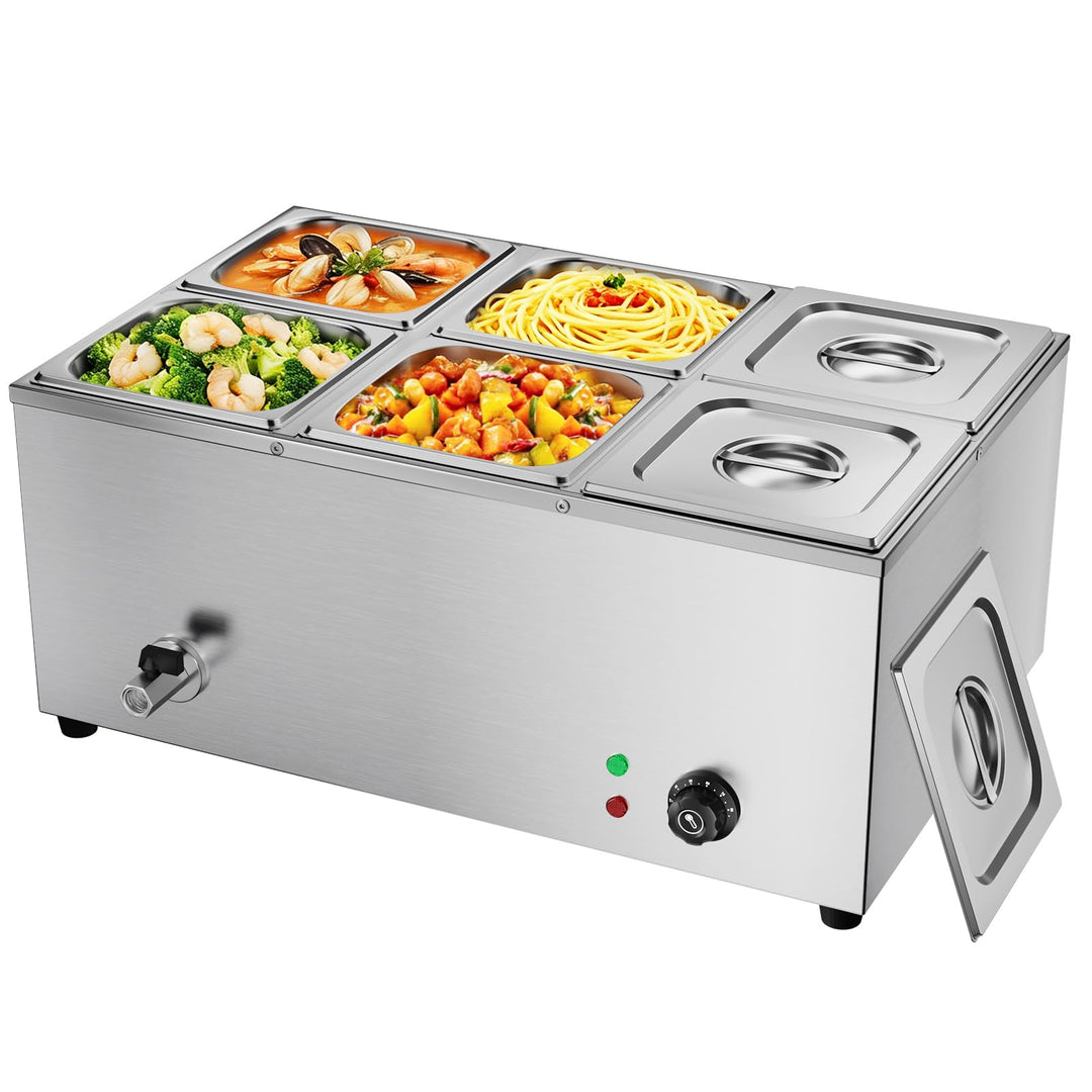 TAIMIKO Elektrisches Badezimmer, Edelstahl, 220 V, professionelle Speisew?rmer, Bain Marie mit 6 F?C