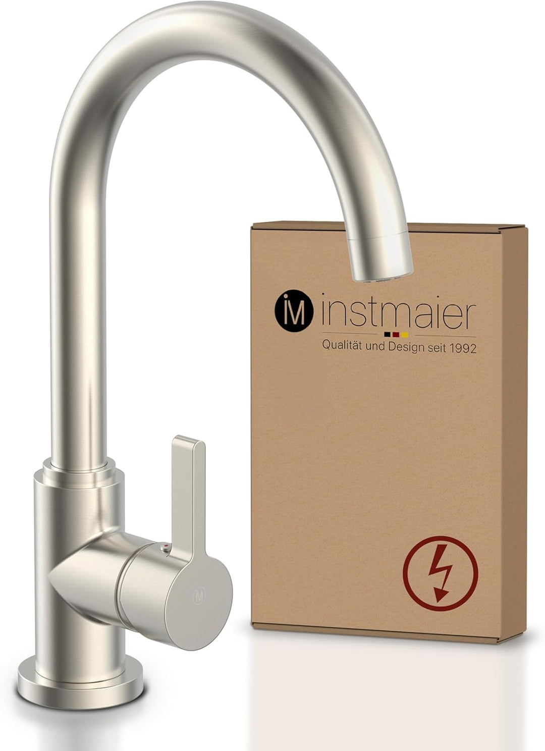 instmaier K3 Niederdruck Küchenarmatur | Wasserhahn Küche Edelstahl | Spültischarmatur mit hohem Aus