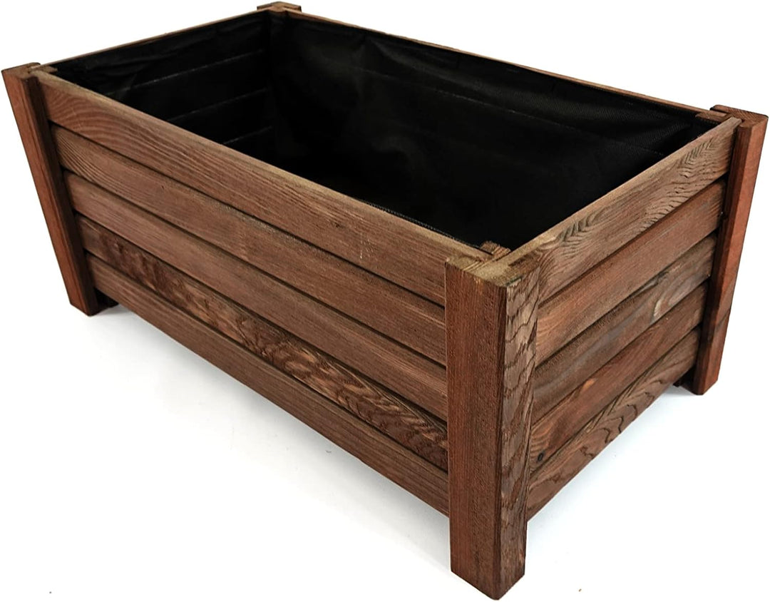 Ogrodzenia Wiklinowe Pflanzkübel Rechteckig 59 x 33 x25 cm - Holz Blumentopf - Dunkelbraun - Pflanzk