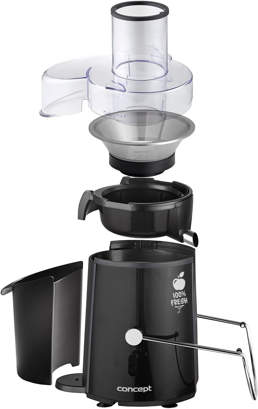 CONCEPT Hausgeräte LO7027 Entsafter Fresh mit XXL einfüllöffnung, 7,2 cm und zwei schaltstufen, 16 8