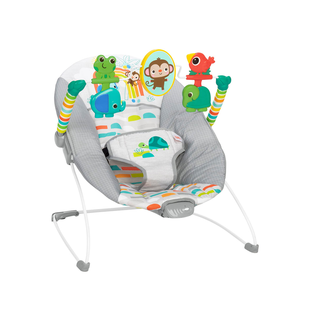 Bright Starts - Playful Paradise, Bequeme Babywippe mit beruhigender Vibration und Spielzeug, Unisex