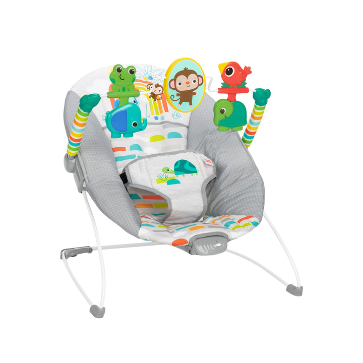 Bright Starts - Playful Paradise, Bequeme Babywippe mit beruhigender Vibration und Spielzeug, Unisex