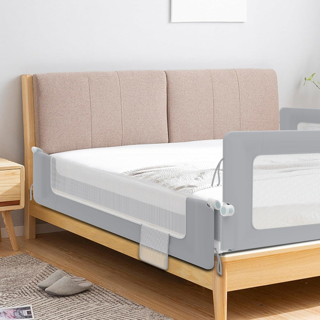 YUENFONG 150cm Bettgitter Bettschutzgitter Rausfallschutz für Kinder, Höhenverstellbar 72 bis 96cm K