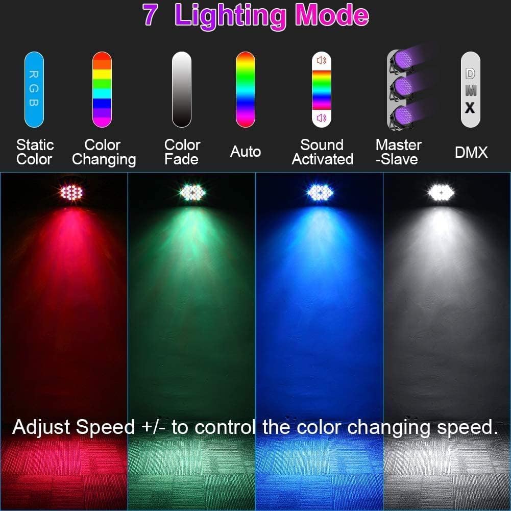 4 Stück 36 LED Par Scheinwerfer mit Bag, RGB Bühnenlicht DMX Disco licht mit Fernbedienung, Effektst