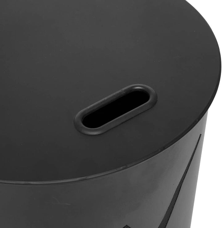 RUECAB - Pelletbox, Holzpellet, runde Pellets für Ofen, Eimer aus Metall mit Deckel, schwarzer Korb