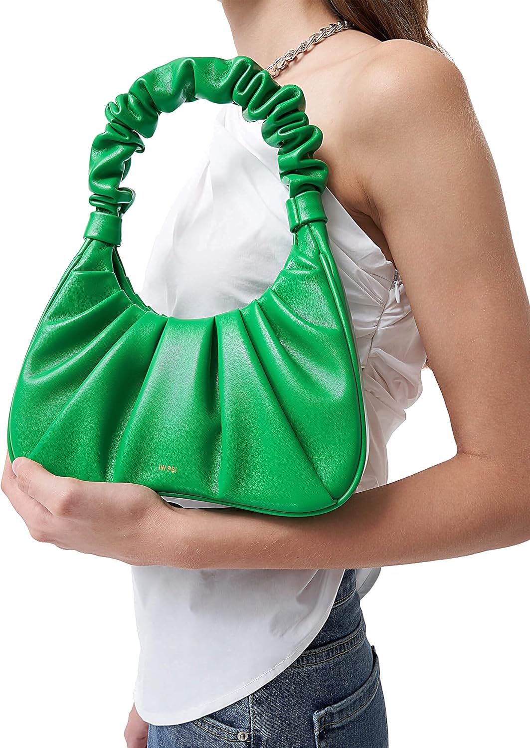 JW PEI Gabbi Damen Handtasche mit gerüschtem Hobo Grasgrün, Grasgrün
