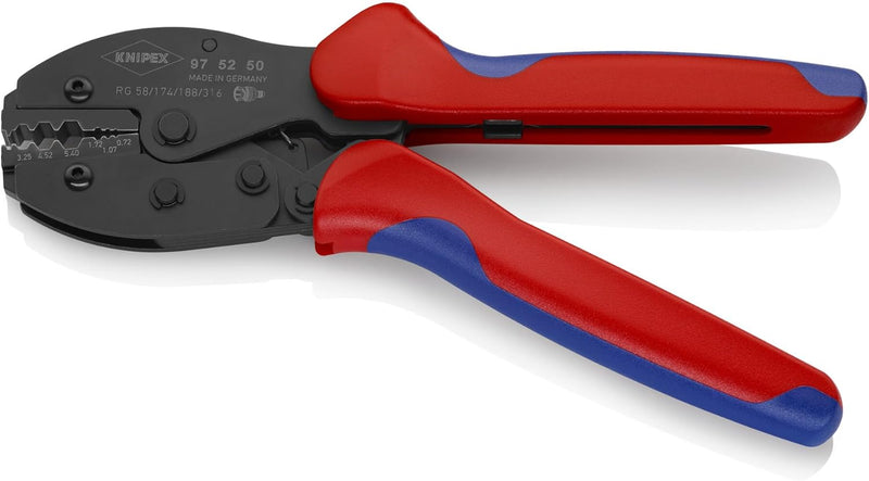 KNIPEX PreciForce Crimpzange brüniert, mit Mehrkomponenten-Hüllen 220 mm 97 52 50