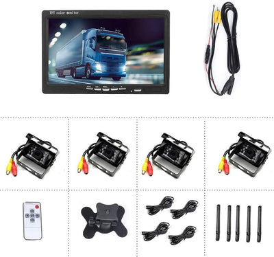 Rückfahrkamera-Set mit 7"-LCD-Monitor & 120° Weitwinkel- Rückfahrkamera, IP67 wasserdicht, 18IR Nach