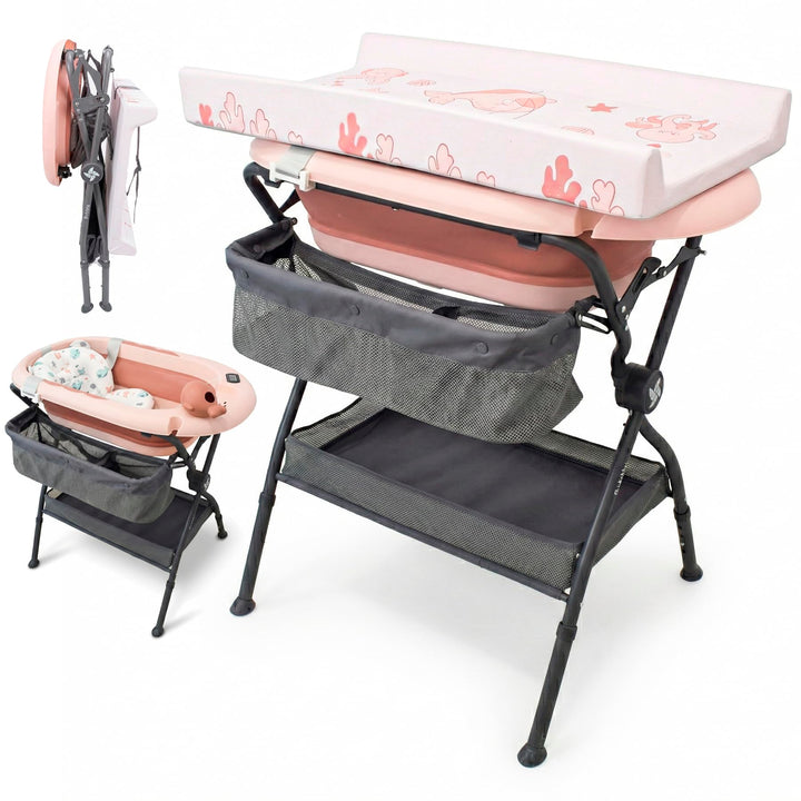 Twinly Bubbly – Faltbare 2-in-1-Baby-Badewanne – Ergonomisch verstellbare Höhe, abnehmbare Badewanne