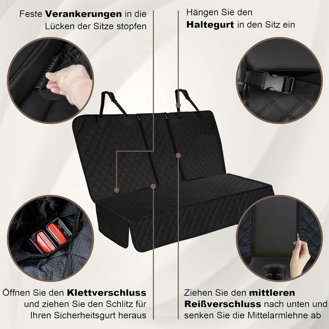 Angooni Auto Hundedecke Rücksitz - Hundedecke Auto Rückbank (135×120cm) - Wasserdicht, Rutsch, Kratz