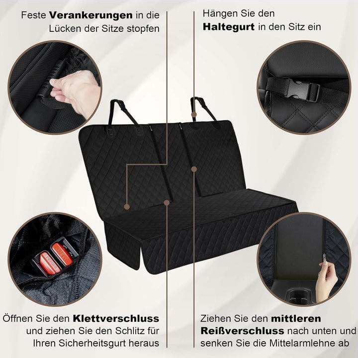 Angooni Auto Hundedecke Rücksitz - Hundedecke Auto Rückbank (135×120cm) - Wasserdicht, Rutsch, Kratz
