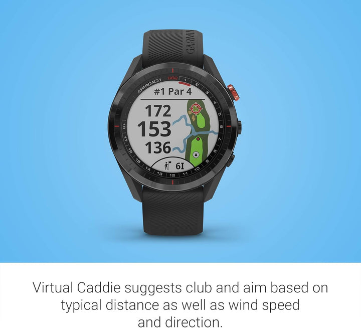 Garmin Approach S62 Bundle, Premium-Golf-GPS-Uhr mit 3 CT10 Club-Tracking-Sensoren, integriertem vir