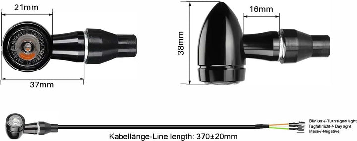 Simda Pro Led Motorrad Blinker mit Tagfahrlicht Universal Schwarz Quad ATV Super Optik und Schön Hel