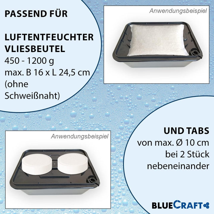 Bluecraft - Raumentfeuchter Box Feuchtigkeitskiller + 10x 1 kg Luft-Entfeuchter Granulat im Vliesbeu