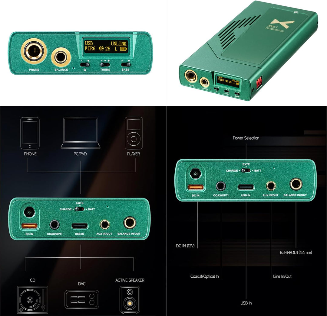 xDuoo XD05 T Tragbarer DAC & Röhren-Kopfhörerverstärker - 1500mW AMP ES9039Q2M MQA DAC DSD512 32Bit/