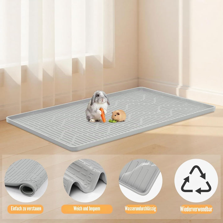 Weiche Silikon-Hasen-Bodenmatte für Kaninchenkäfige,40"x28" waschbar und wiederverwendbar Trainingsm