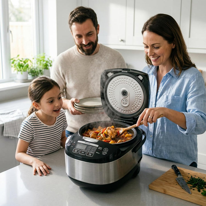 Multicooker HMCK-5BK, 5 L, 770–918 W, Touch-Bedienfeld, LED-Display, 24-Stunden-Timer, Warmhaltefunk