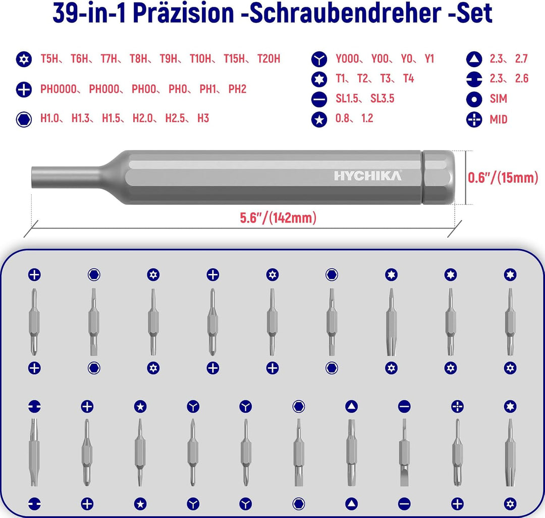 HYCHIKA 39 in 1 Feinmechaniker Schraubendreher Set - 39-in-1 Screwdriver Set IDEAL FÜR Elektronik |