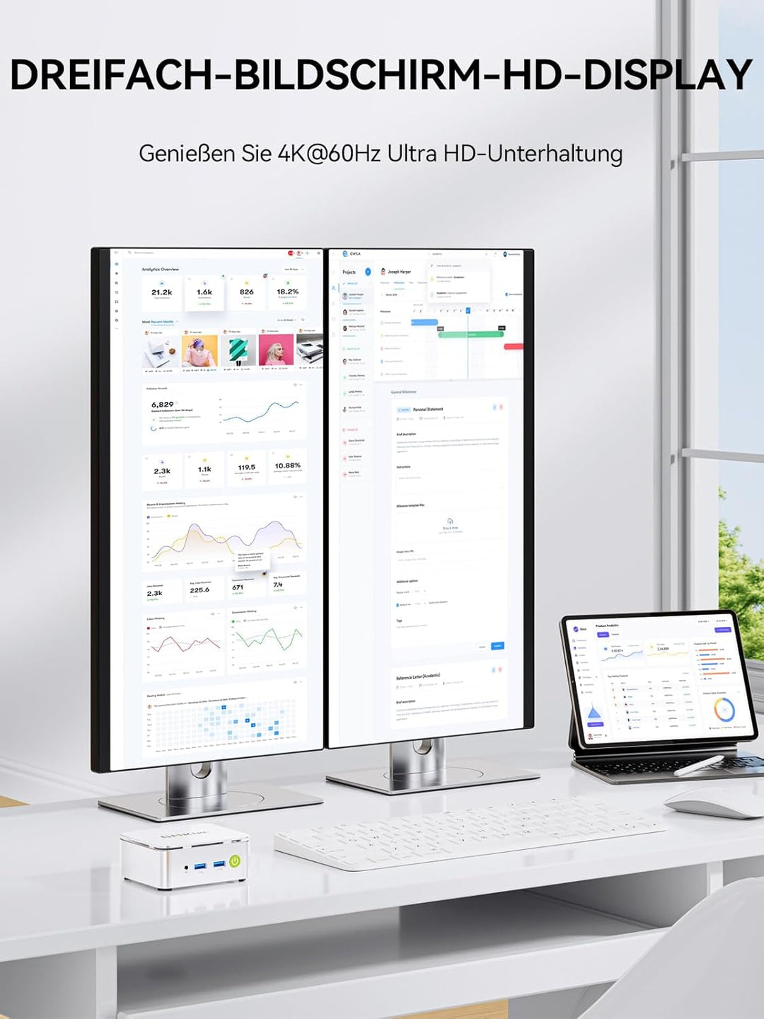 GMKtec Mini PC Ryzen 5 3500U (Beats N150, bis zu 3.7GHz), 16 GB RAM 1TB M.2 SSD, Mini-PC Desktop Com