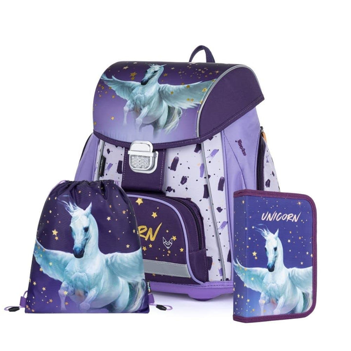 Einhorn Schulranzen Mädchen 1 Klasse Tornister Set 3 TLG. für Grundschule super leicht inkl. Federmä