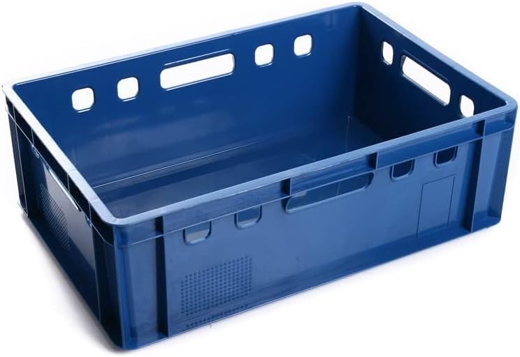 BirnePower Fleischerkiste E2 Schwarz (10 Stück) – Eurokiste 60x40x20 cm Stapelbox, Metzgerkiste HDPE
