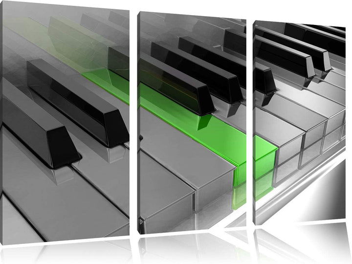 Piano Green Klaviertasten als Leinwandbild | Grösse: 3 Teilig (120x80) | Wandbild| Kunstdruck | fert