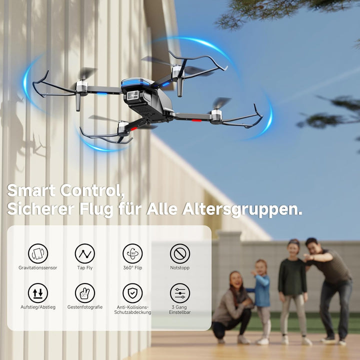 PLEGBLE Drohne mit Kamera 4K für Kinder, Mini Drohne Erwachsene, Bürstenlosem Motor FPV RC Drone mit