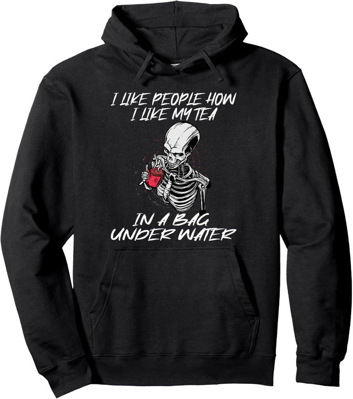 I Like People Tee Schwarzer Humor Sensenmann Skelett Pullover Hoodie