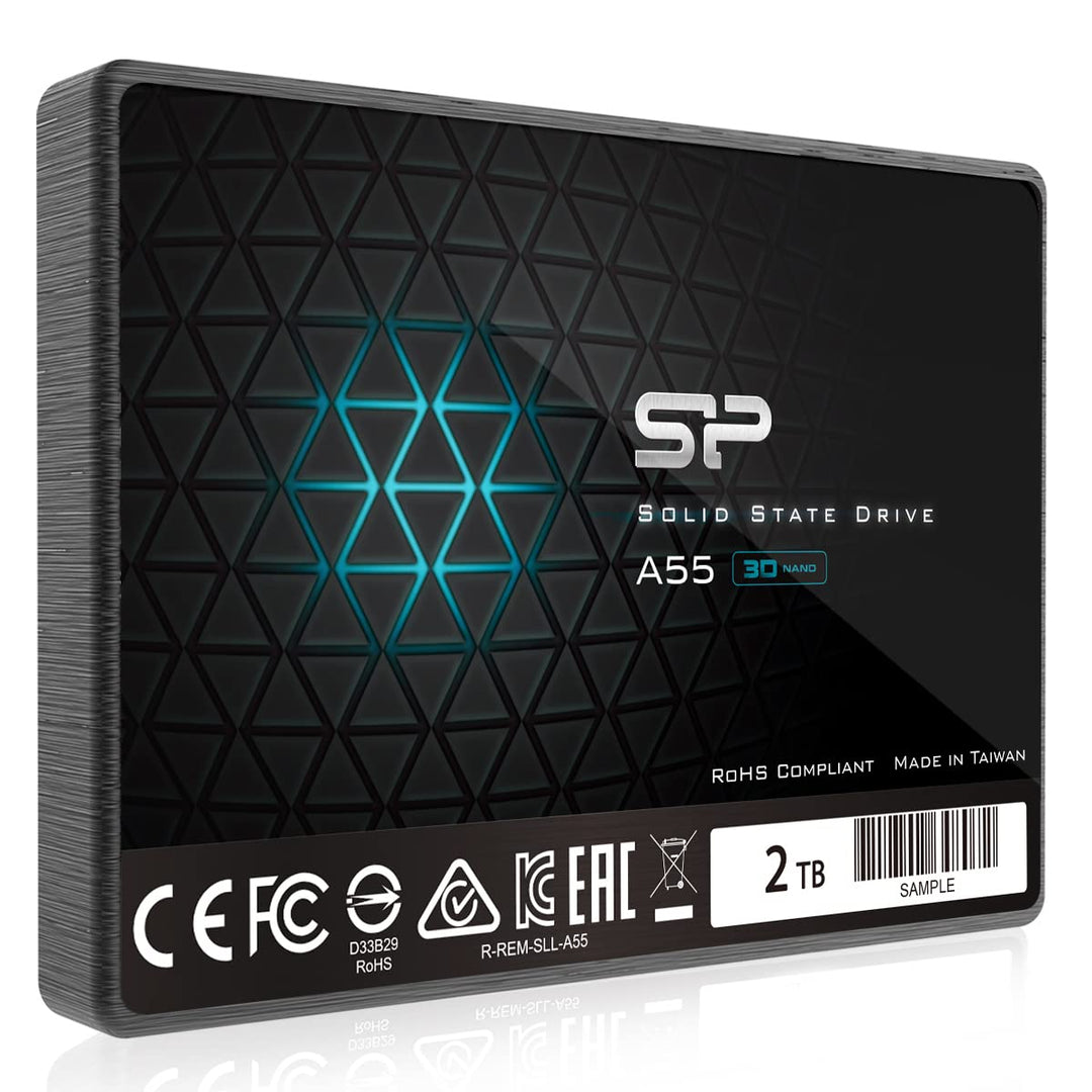 Silicon Power SP002TBSS3A55S25 SSD, 3D, NAND A55 SLC Cache, Performance Boost SATA III, 7 mm (0,28 Z