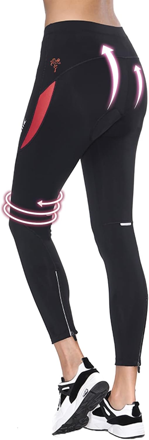 Santic Fahrradhose Damen Lang mit 4D Sitzpolster Atmungsaktive Dehnbare Radlerhose für Moutainbike L