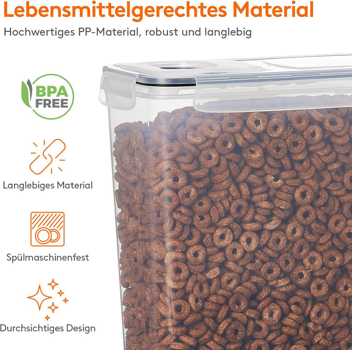 Lifewit 4 Stücke Vorratsdosen Set für Müsli mit Klappdeckel, 4L luftdichte Aufbewahrung Sets mit Eti