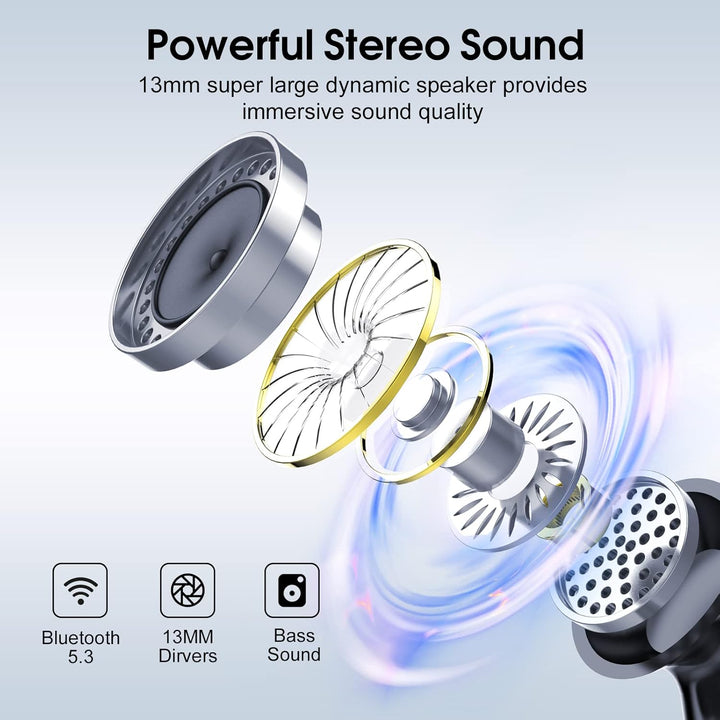 Csasan Bluetooth Kopfhörer, Kabellos Bluetooth 5.3 Deep Bass mit 4 ENC Mic, 40Std Spielzeit Touch Co