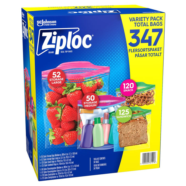 Ziploc Aufbewahrungsbeutel für Gefrierschrank, verschiedene Grössen, 347 Stück