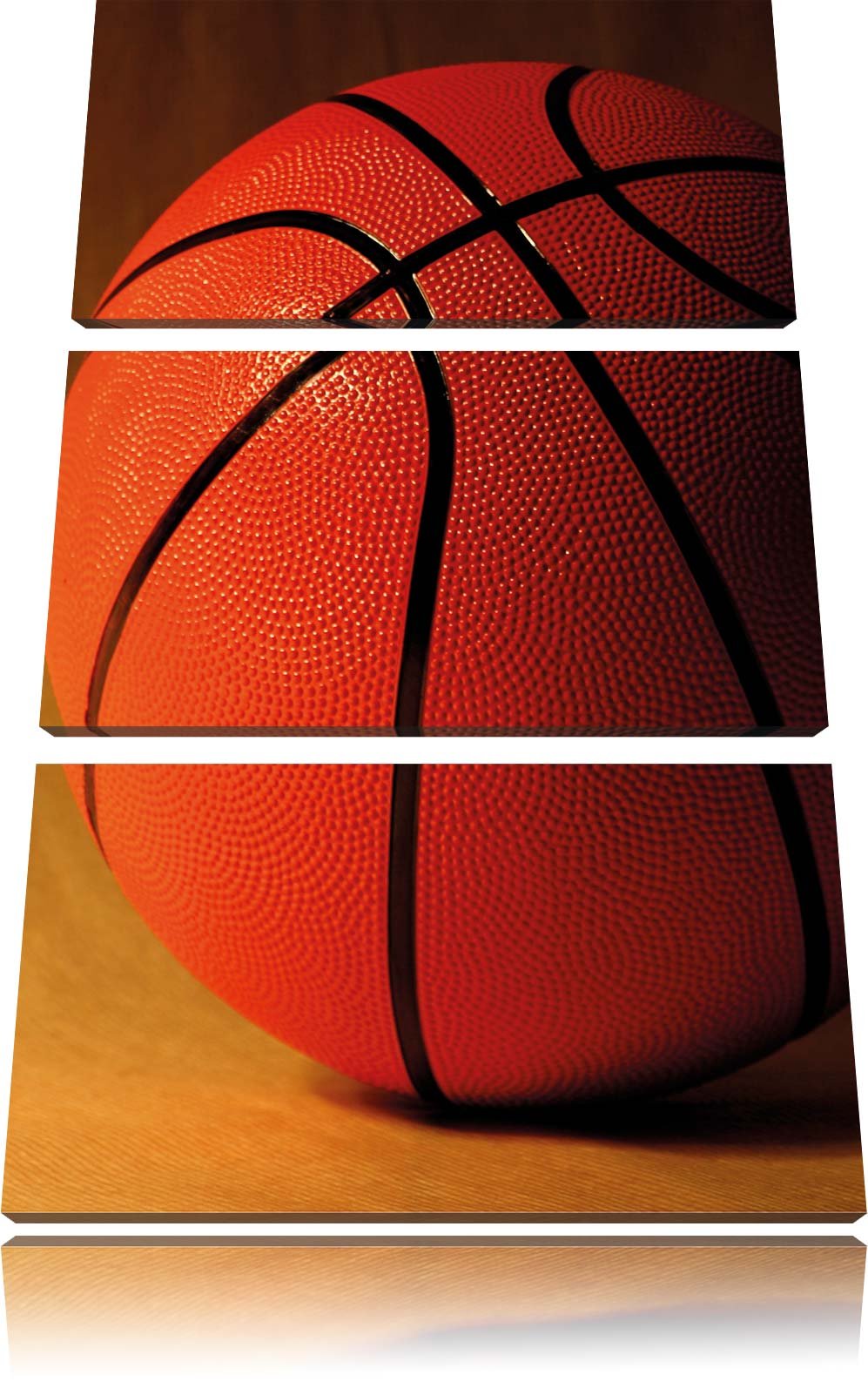 Pixxprint Basketball schwarzer Hintergrund als Leinwandbild | Grösse: 3 Teilig (120x80) | Wandbild|