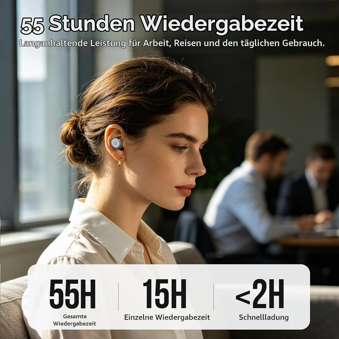 TOZO T10 Kopfhörer Kabellos Bluetooth In Ear mit Ladecase 55 Std. IPX8 | ENC für klare Anrufe und Kl