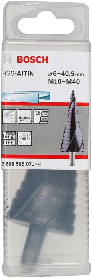 Bosch Professional Stufenbohrer HSS-AlTiN mit 3-Flächen-Schaft (M10-M40)