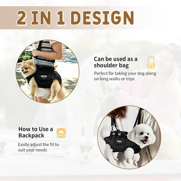 Hundetragetasche, Tragehilfe Hund Hundetragerucksack 2 in 1 Schulter und Rucksack, Verstellbare Trag