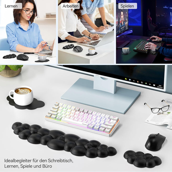 TECKNET Wolke Handballenauflage Tastatur, Ergonomisches & Entspannendes Handgelenk: Memory-Schaum mi